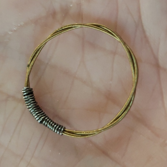 ARTISAN Gold Brass Black Red Stackable Ring Set of Three Wire Wrapped - Picture 7 of 9